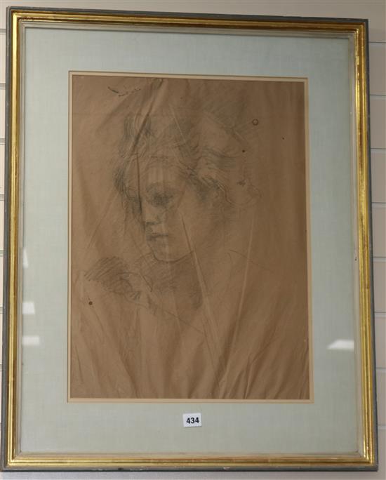 John S. Sargeant, lithograph, portrait of a lady, 57 x 42cm